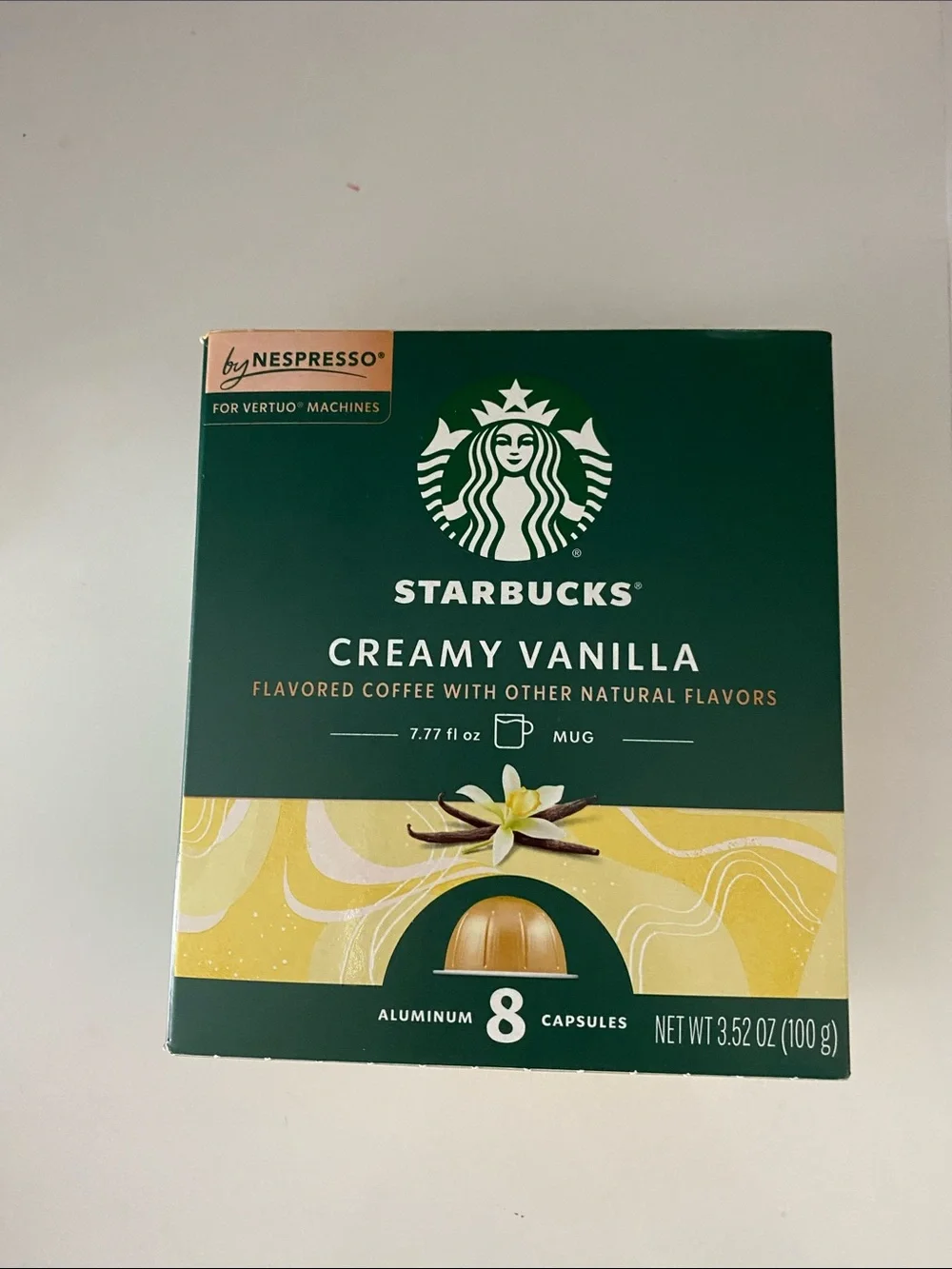 Starbucks Creamy Vanilla Capsules - Green & Yellow Packaging